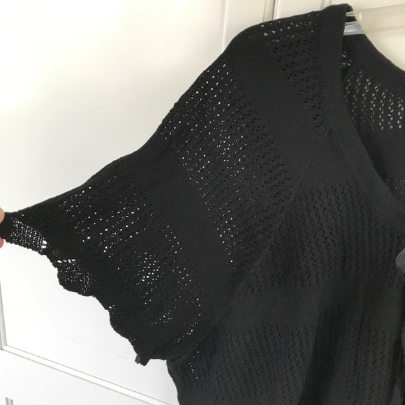 WOMAN WITHIN 100% Cotton Knit Cardigan Tie Neck Black Top Women’s Plus Size 4X - Picture 6 of 16